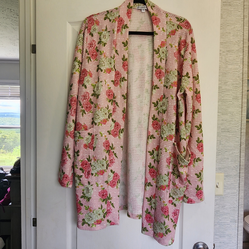 Blakeley Designs Floral Pink Cardigan Petite Size BNWOT